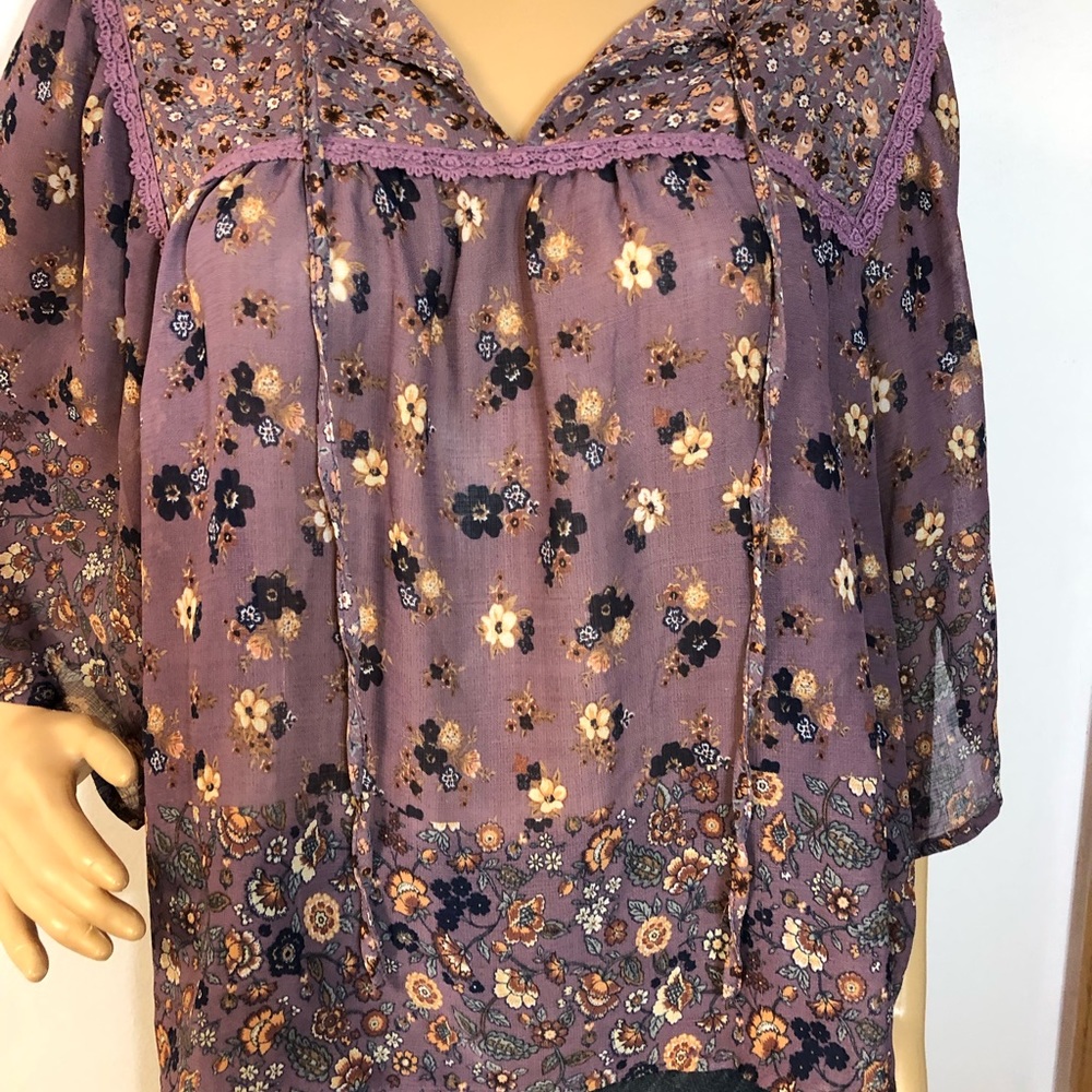 INDIGO ROSE FLORAL BOHEMIAN BLOUSE - Picture 7 of 7